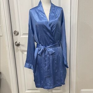 Victoria’s Secret Elegant Blue Women's Satin Robe One Size